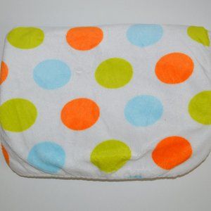 Carters Orange Green Blue Polka Dot Velour Sherpa Blanket 30 x 40
